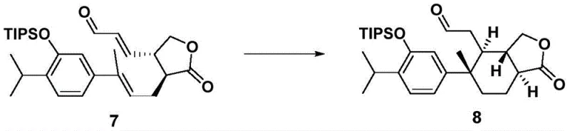 Key hydrogen atom transfer reaction converting compound 7 to compound 8 using Co(TPP) and light