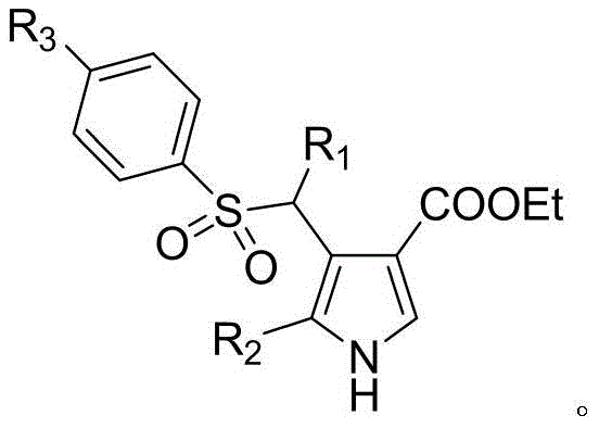 General structural formula of 2,3,4-trisubstituted pyrroles containing aryl sulfone groups