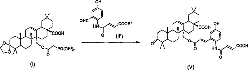 General reaction scheme for the preparation of triterpene derivative Compound (V) using lithium reagents