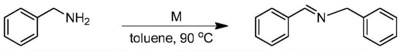 General reaction scheme for the autoxidative coupling of benzylamine to imine using the trivalent iridium catalyst
