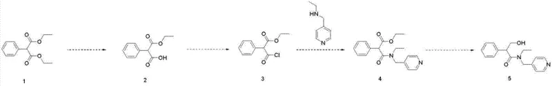 Novel synthetic route of Tropicamide using phenyl ethyl malonate showing high yield and mild conditions