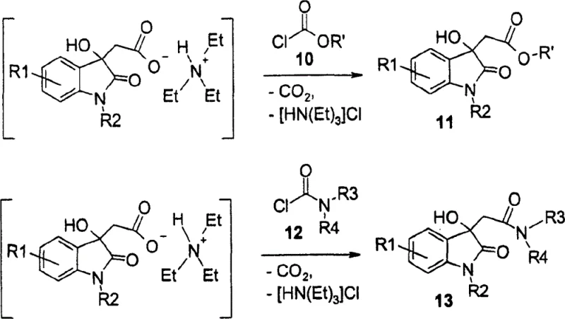 Synthesis of ester and amide derivatives from isatin condensation intermediate
