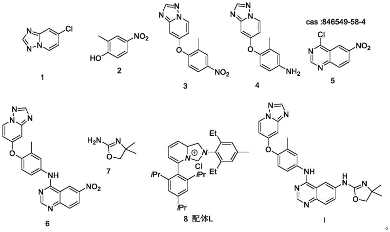 Synthetic route of Tucatinib showing four key steps including Pd-catalyzed amination