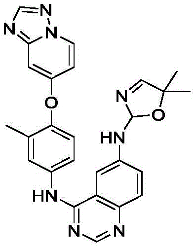 Chemical structure of Tucatinib showing the quinazoline core and oxazole moiety