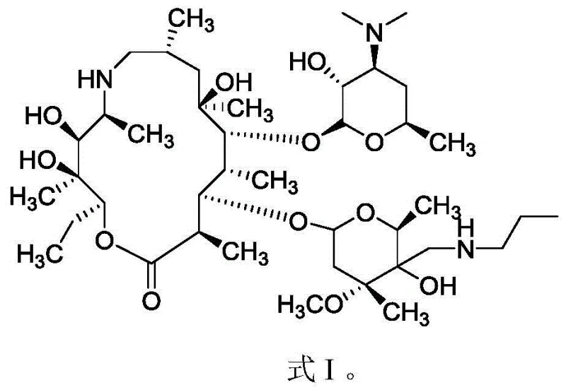 Chemical Structure of Tulathromycin Formula I showing the macrolide backbone essential for veterinary antibiotic activity