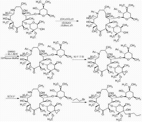 Conventional synthesis route using acetic anhydride/Boc protection and sulfur ylide epoxidation