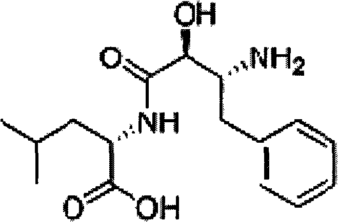 Chemical structure of Ubenimex showing three chiral centers
