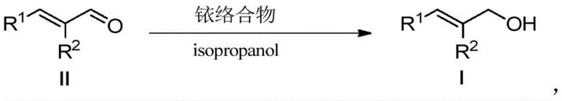 General reaction scheme showing hydrogen transfer from isopropanol to unsaturated aldehyde catalyzed by iridium complex