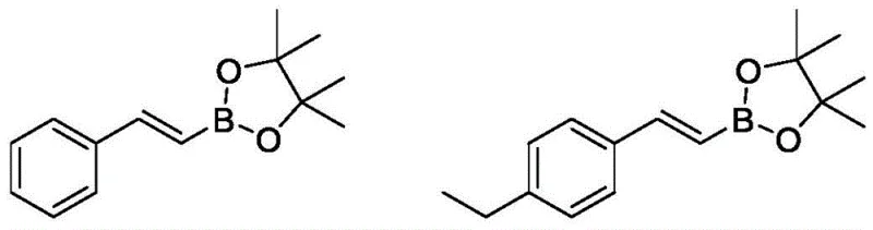 Structures of trans-2-styreneboronic acid pinacol ester and derivatives showing substrate versatility