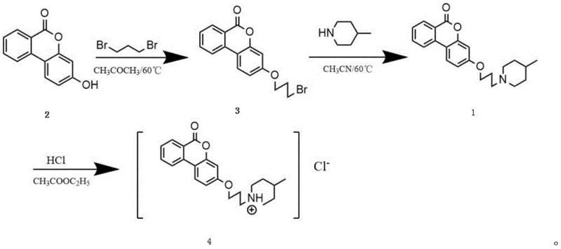 Complete synthetic route from Urolithin B to the final hydrochloride salt via alkylation and amination