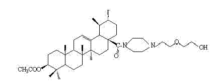 Chemical structure of N-[3β-acetoxy-arbutane-12-en-28-acyl]-(1-hydroxyethylethoxy)piperazine Compound I