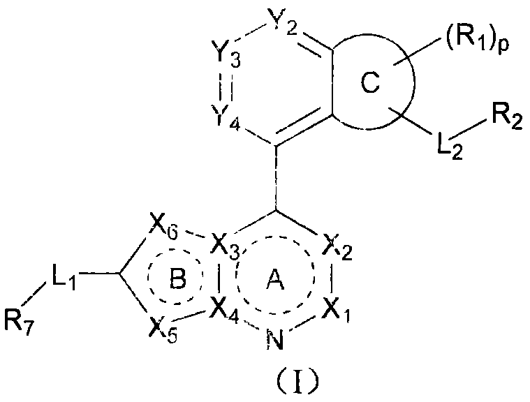 Core chemical structure of Formula I USP7 inhibitor showing thieno-pyridine and indole scaffold