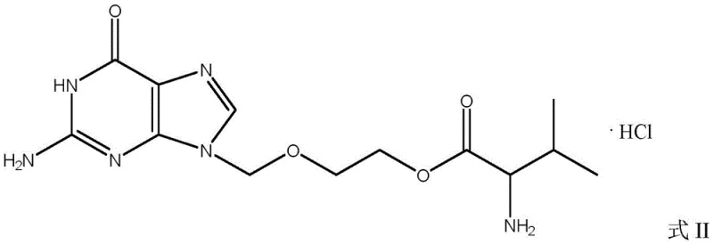 Chemical structure of Valaciclovir Hydrochloride (Formula II), the target prodrug with enhanced bioavailability