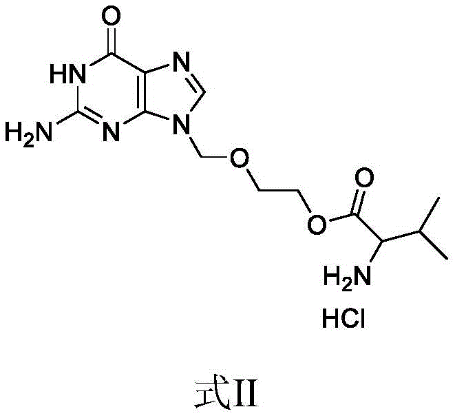Chemical structure of Valacyclovir Hydrochloride (Formula II), the improved prodrug with enhanced absorption