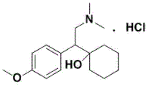 Chemical structure of Venlafaxine Hydrochloride showing the core phenethylamine and cyclohexanol scaffold