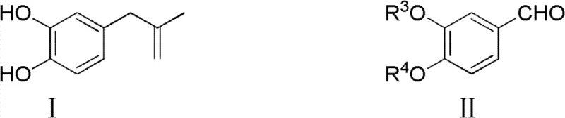 General reaction scheme converting 4-(2-methylallyl)-1,2-benzenediol to various 3,4-disubstituted benzaldehydes