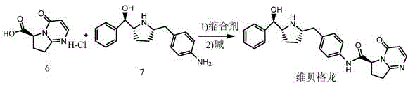 Final coupling reaction of Formula I salt with Compound 7 to produce Vibegron