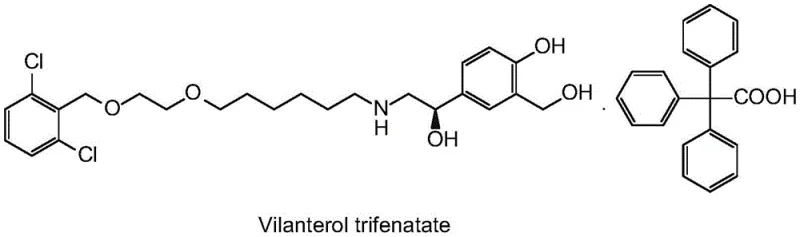 Chemical structure of Vilanterol trifenatate showing the core pharmacophore