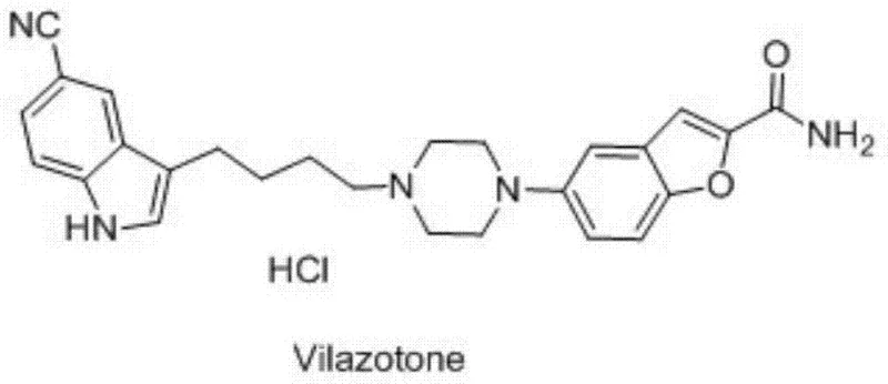 Chemical structure of Vilazodone Hydrochloride showing the complex linkage requiring high-purity intermediates