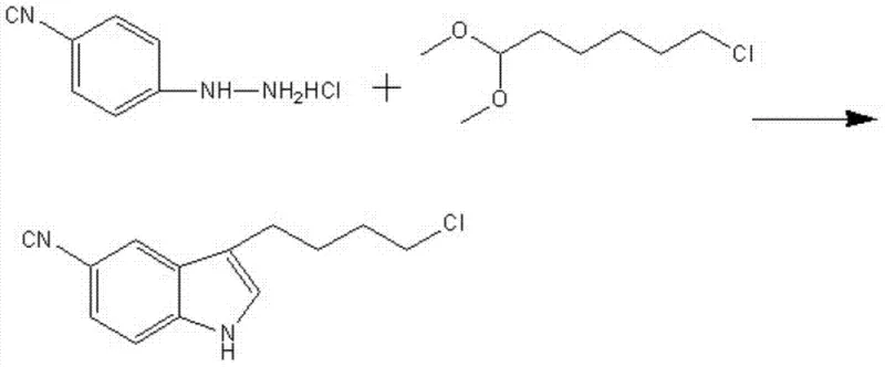 Novel Fischer Indole synthesis route converting hydrazine and chlorohexane derivative to the target indole