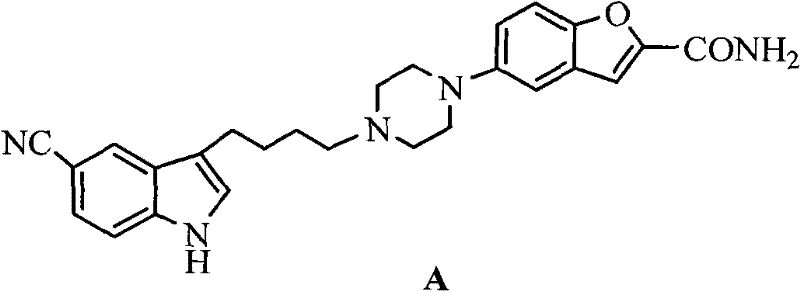 Chemical structure of Vilazodone (Formula A), the final API target