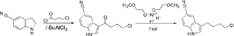 Conventional synthetic route using Red-Al reduction showing low yield and complex purification