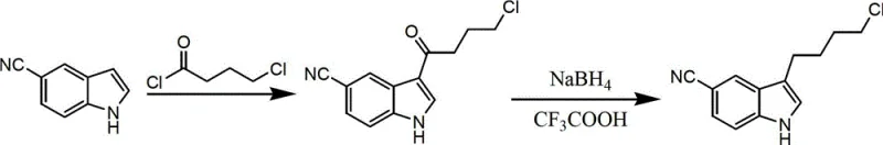 Novel synthetic route using NaBH4/TFA reduction showing high yield and simplified workup