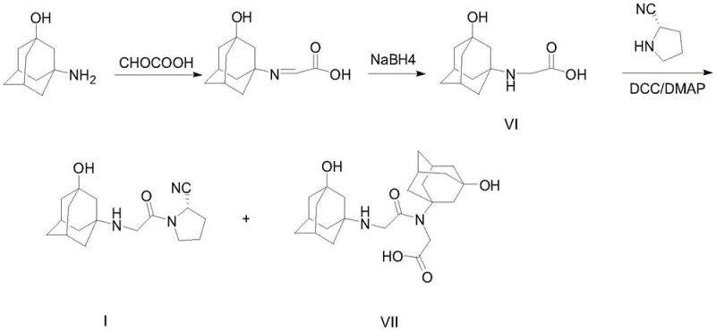 Prior art reaction scheme showing polypeptide condensation impurity VII