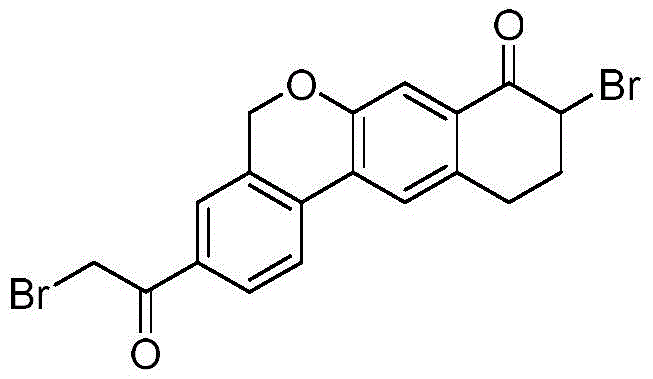 Chemical structure of 9-bromo-3-(2-bromoacetyl)-10,11-dihydro-5H-benzo[D]naphtho[2,3-B]pyran-8(9H)-one