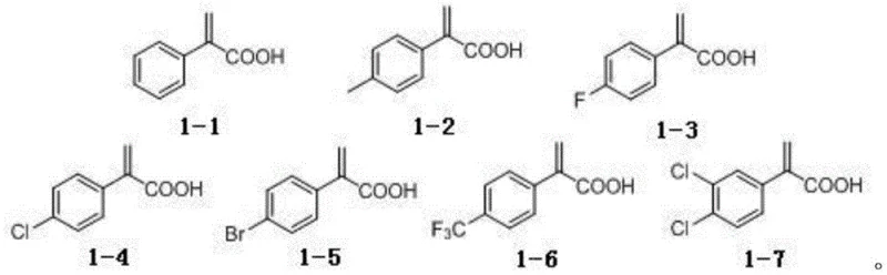 Structural diversity of atropic acid substrates tolerated in the reaction