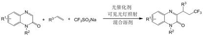 General reaction scheme for visible light catalytic synthesis of 3-trifluoroalkylquinoxalinone