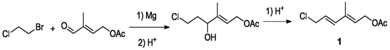 Synthesis of C7 intermediate 3-methyl-6-chloro-2,4-hexadienol acetate via Grignard reaction