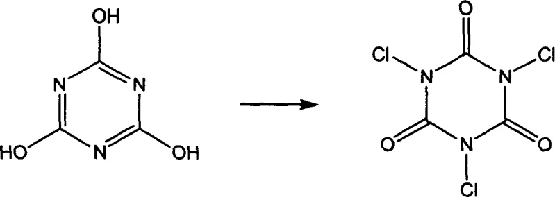 Hydrolysis mechanism of Trichloroisocyanuric acid generating hypochlorous acid and cyanuric acid