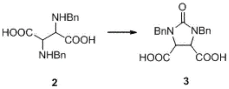 Chemical reaction scheme showing the cyclization of Compound 2 to Compound 3 using triphosgene