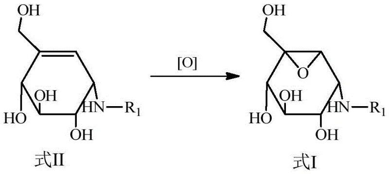 Core reaction mechanism showing in situ salt formation and epoxidation of Formula II to Formula I