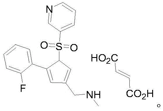 Chemical structure of Vonoprazan fumarate showing the core pyrrole and pyridine sulfonyl moieties