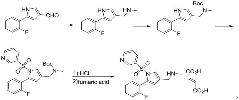 Prior art route utilizing Boc protection and deprotection strategies