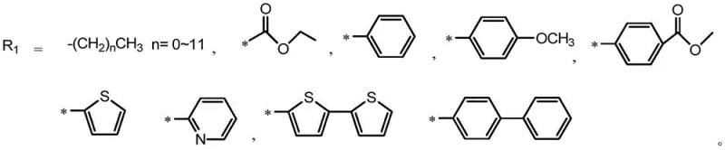 Structural variations of R1 substituents including alkyl chains and aromatic rings