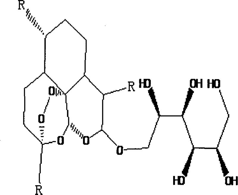 Chemical structure of water-soluble D-mannose-artemisinin derivative showing the glycosidic linkage