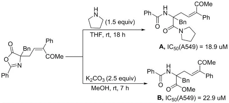 Derivatization of Z-configuration allyl amino acid derivatives into antitumor compounds A and B