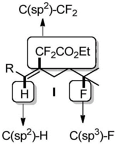 Diagram illustrating the formation of C(sp2)-CF2, C(sp2)-H, and C(sp3)-F bonds
