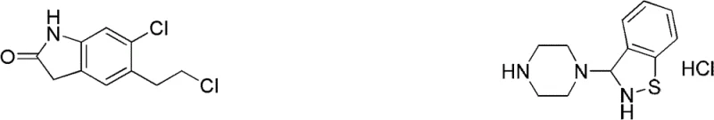 Reaction scheme showing the coupling of CEI and BITPHCl to form Ziprasidone