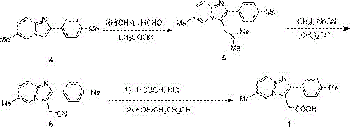 Prior art synthetic route involving Mannich reaction and cyanation