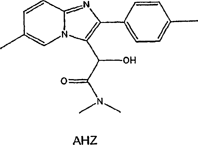 Chemical structure of Alpha-hydroxyzolpidem (AHZ) the key intermediate in the synthesis process