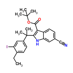 6-Cyano-2-[1-(4-ethyl-3-iodophenyl)-1-methylethyl]-1H-indole-3-carboxylic acid 1,1-dimethylethyl ester_1256584-75-4
