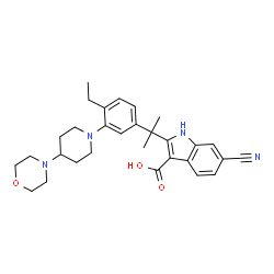 6-Cyano-2-[1-[4-ethyl-3-[4-(4-morpholinyl)-1-piperidinyl]phenyl]-1-methylethyl]-1H-indole-3-carboxylic acid_1256584-78-7